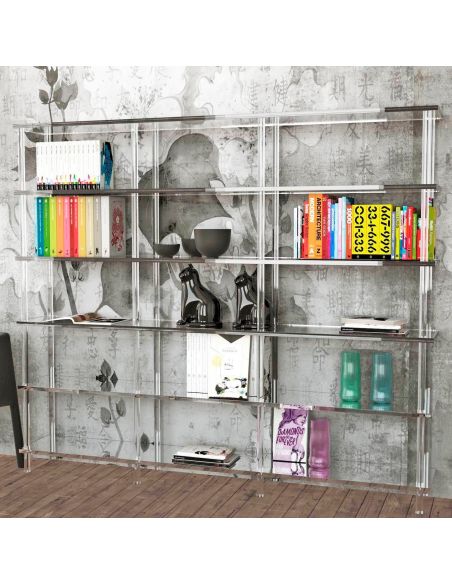 Libreria moderna in plexiglass trasparente Lauren