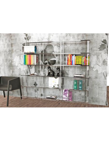 Libreria moderna in plexiglass trasparente Lauren
