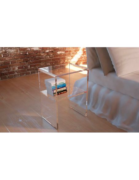 Comodino in plexiglass trasparente design moderno Bianka