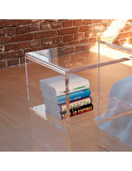 Comodino in plexiglass trasparente design moderno Bianka