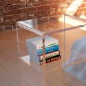 Comodino in plexiglass trasparente design moderno Bianka