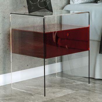 Comodino con cassetto in plexiglass trasparente Bianka 2