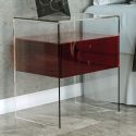 Comodino con cassetto in plexiglass trasparente Bianka