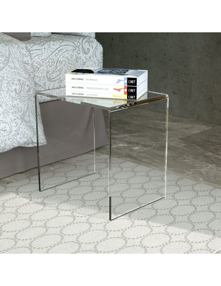 Comodino moderno in plexiglass trasparente Brooklyn