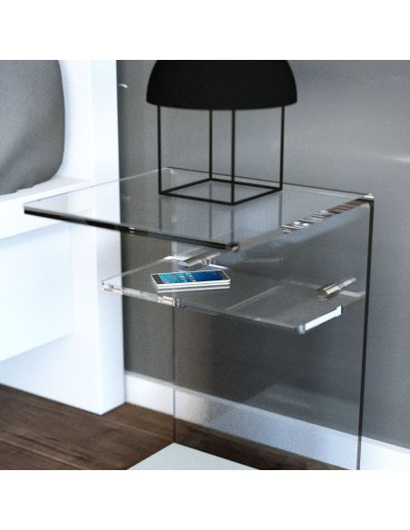 Comodino design moderno con ruote in plexiglass Breanna