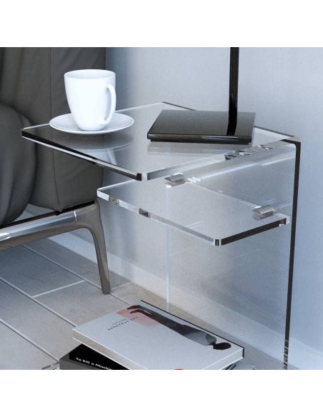 Comodino design moderno con ruote in plexiglass Breanna