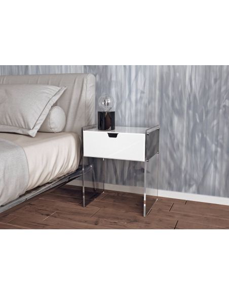 Comodino con cassetto in plexiglass trasparente Sleepy