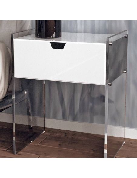 Comodino con cassetto in plexiglass trasparente Sleepy