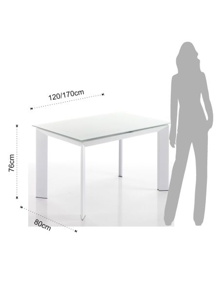 Tavolo allungabile moderno in metallo e vetro Riddal White