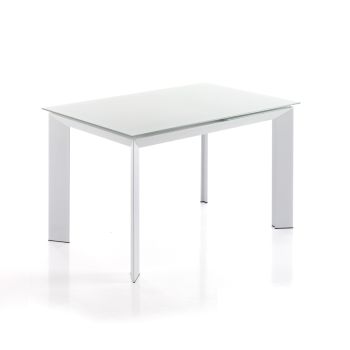 Tavolo allungabile moderno in metallo e vetro Riddal White 2