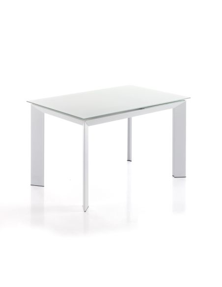 Tavolo allungabile moderno in metallo e vetro Riddal White