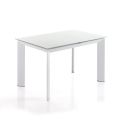 Tavolo allungabile moderno in metallo e vetro Riddal White