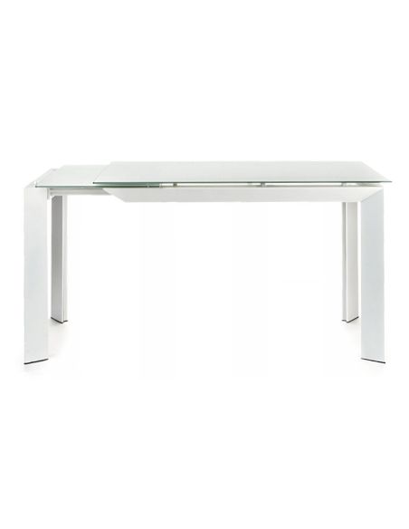 Tavolo allungabile moderno in metallo e vetro Riddal White