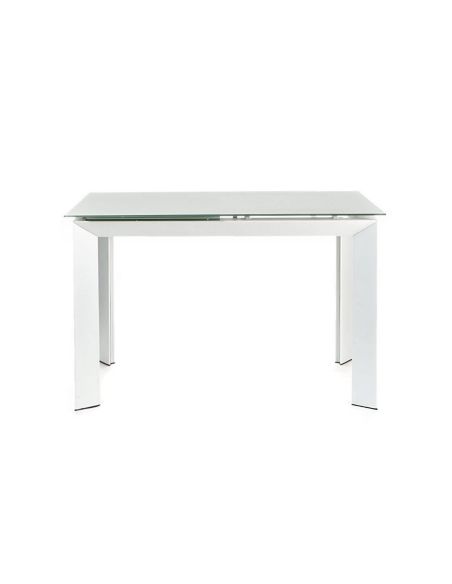 Tavolo allungabile moderno in metallo e vetro Riddal White