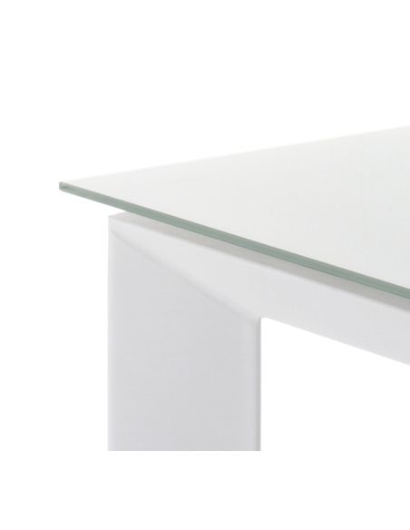 Tavolo allungabile moderno in metallo e vetro Riddal White