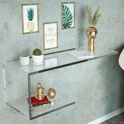 Mensole in plexiglass trasparenti per libri e oggetti