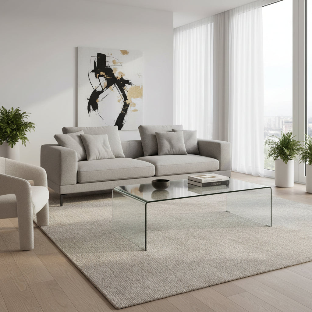 Tavolino da salotto in vetro curvato Emerald