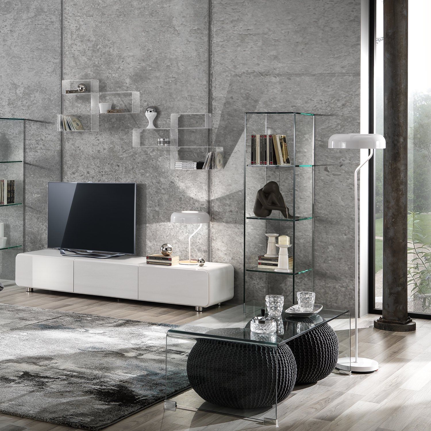 Tavolino da salotto in vetro curvato Emerald