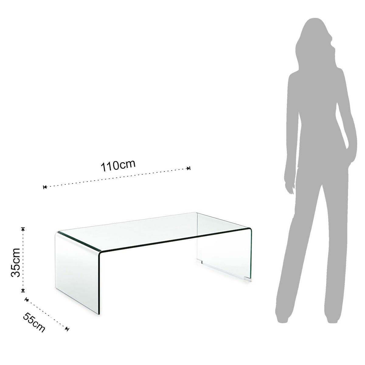 Tavolino da salotto in vetro curvato Emerald