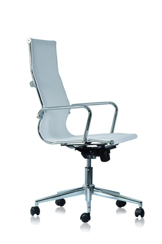 Poltrona ufficio direzionale con schienale alto e braccioli in rete bianca o nera WH