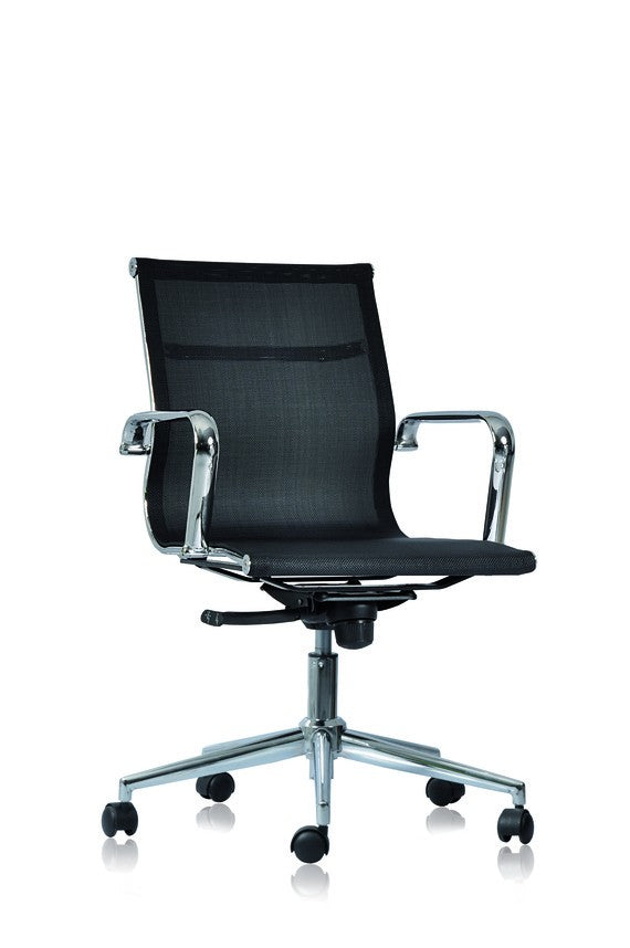 Poltrona da ufficio in rete con schienale basso regolabile bianco o nero WH