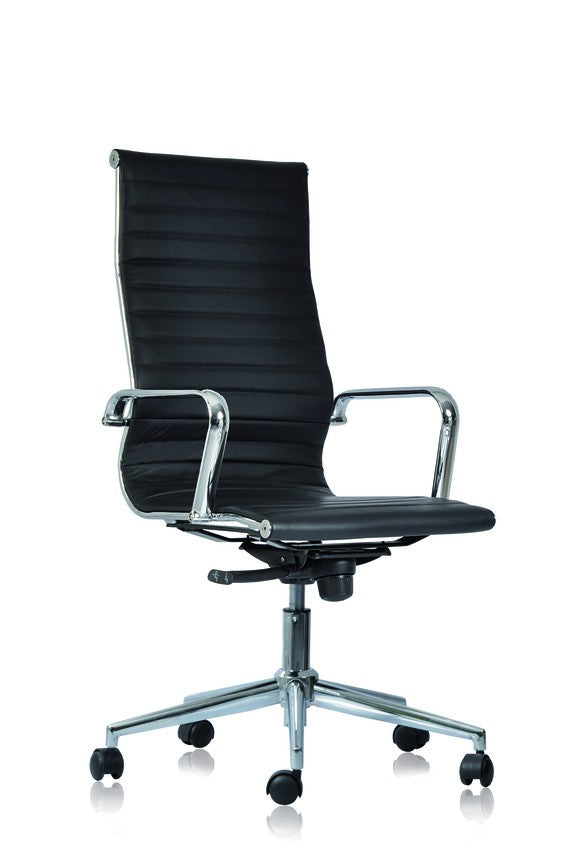 Sedia ufficio direzionale con schienale alto in ecopelle bianca o nera WH