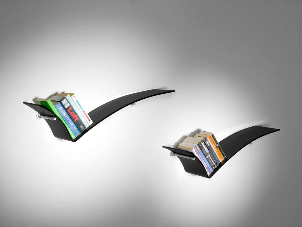 Tre mensole design Tick in vetro nero per cucina