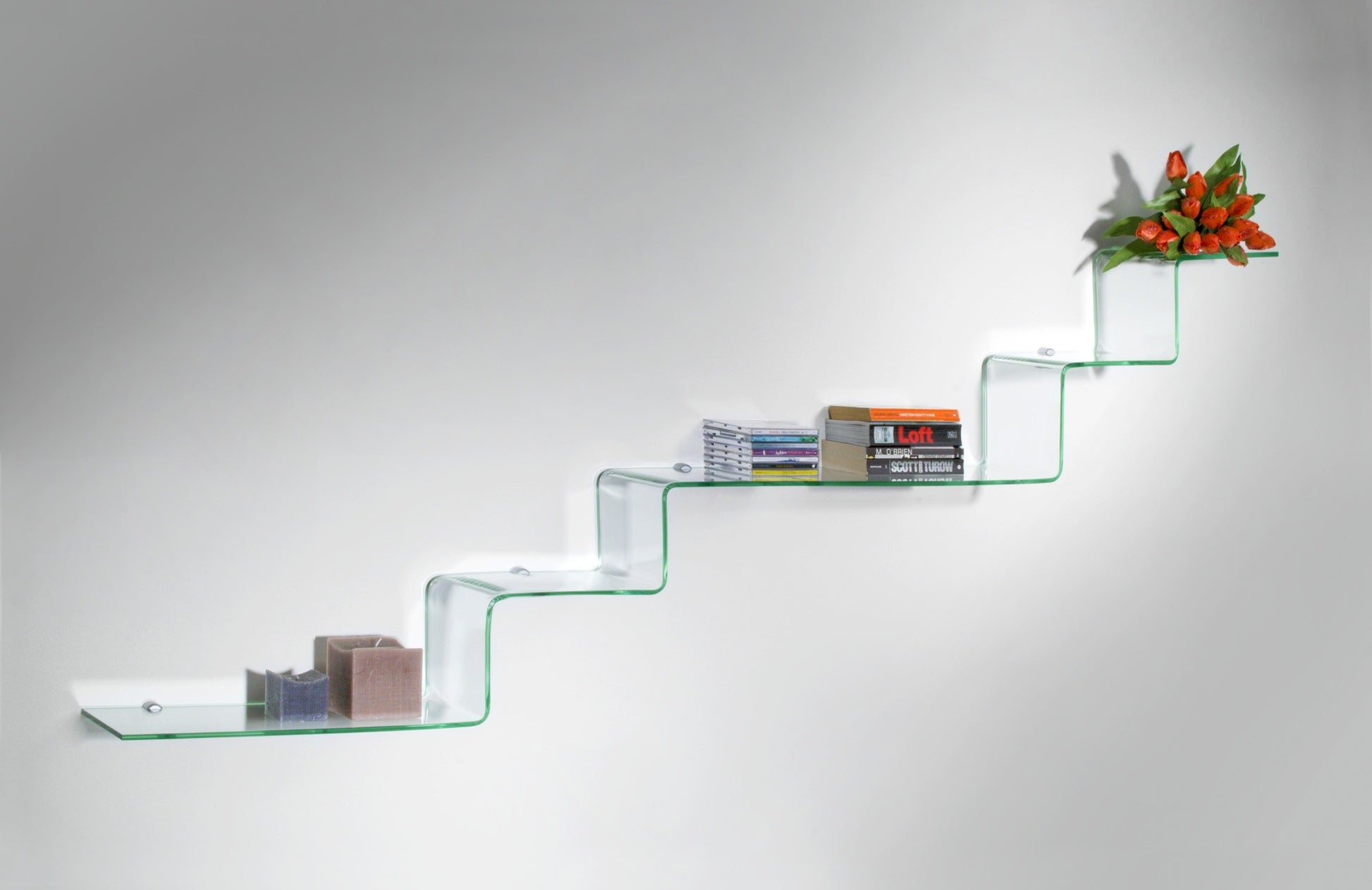 Tre mensole design moderno in vetro 100 cm Ladder