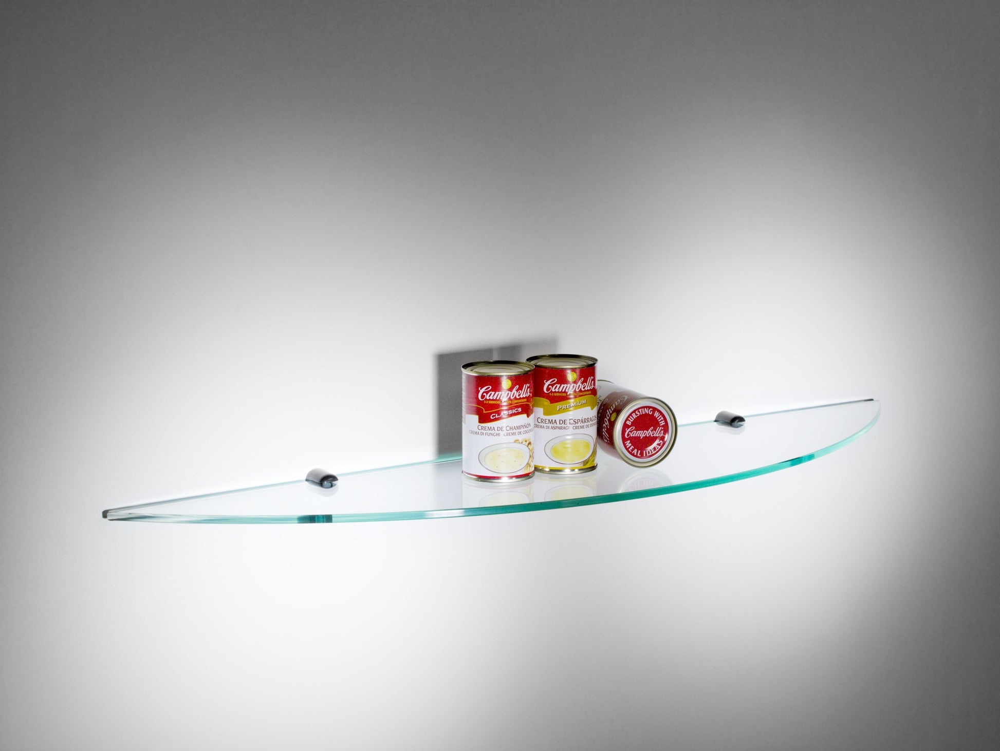 Cinque mensole rotonde per cucina in vetro 90 cm Clove