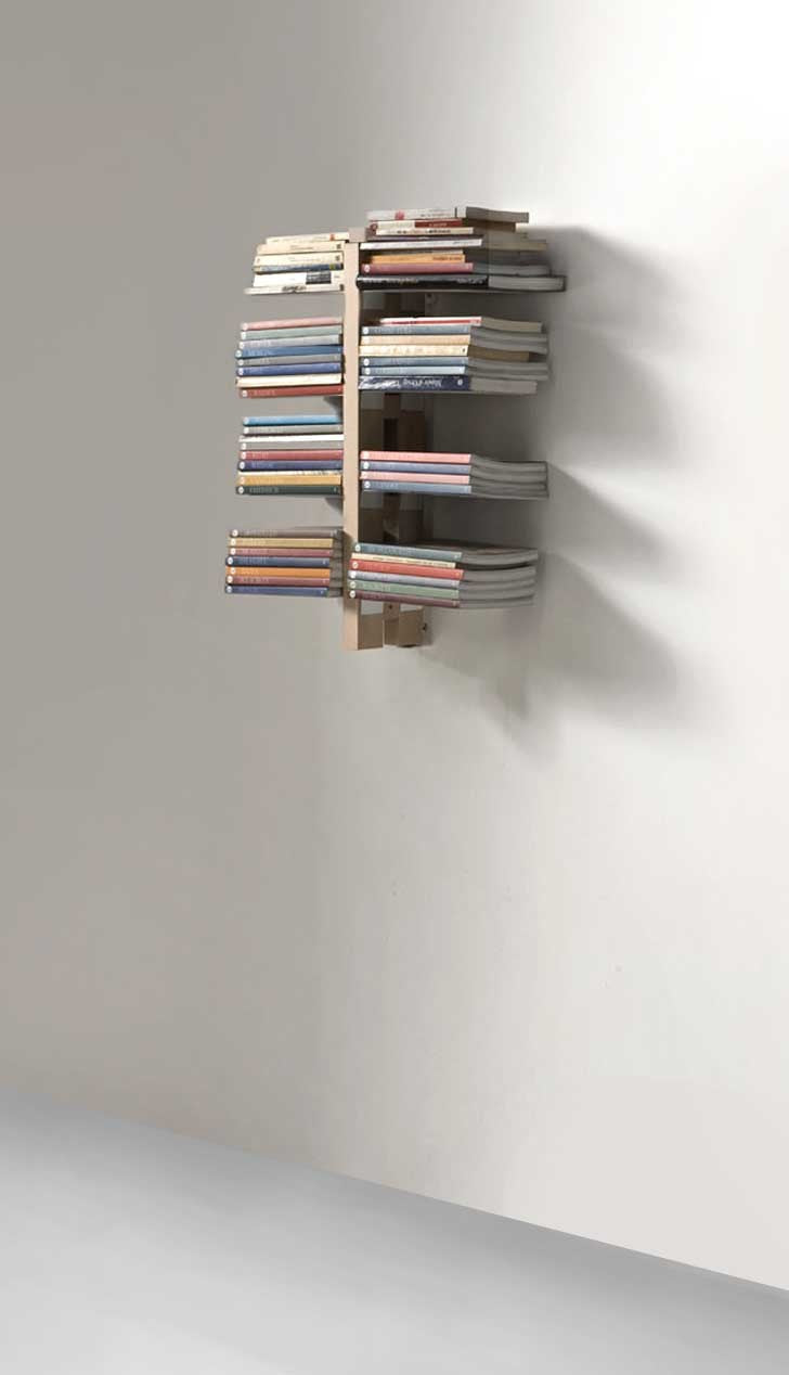 Libreria sospesa a parete in legno Zia Bice