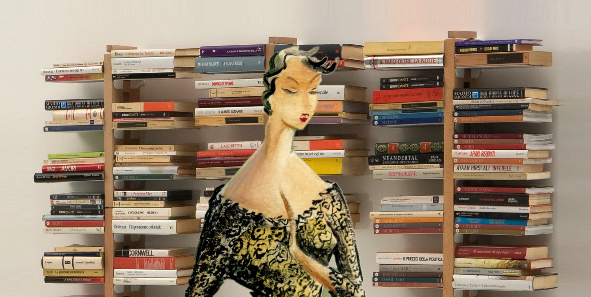 Libreria sospesa a parete in legno Zia Bice