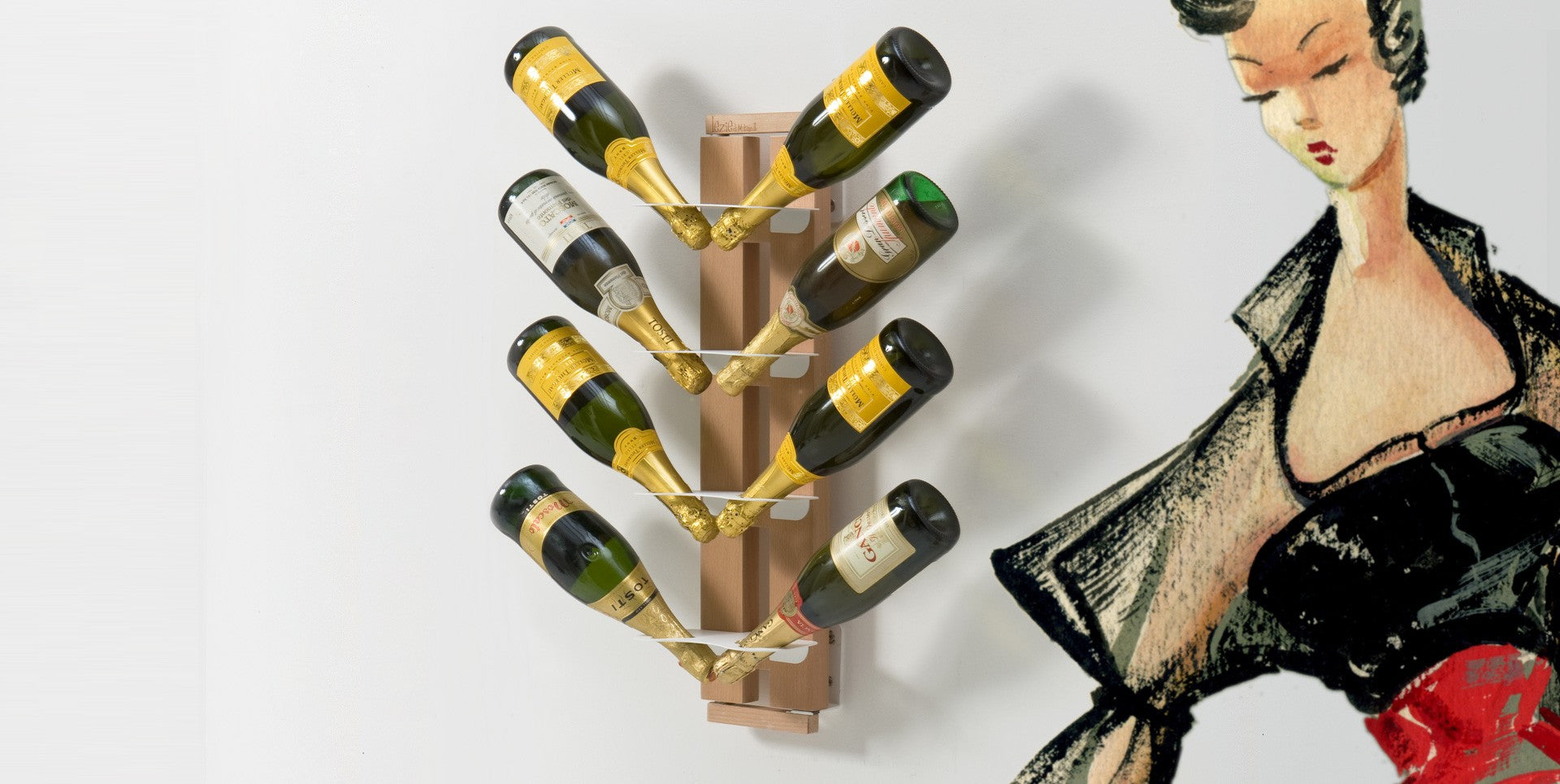 Portabottiglie vino in legno per 8|14|20 bottiglie Zia Gaia Mono