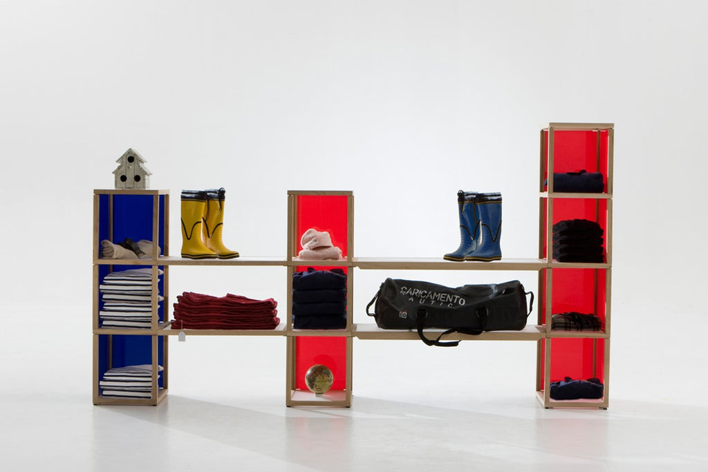 Scaffale per negozio in legno e plexiglass Castelli 2