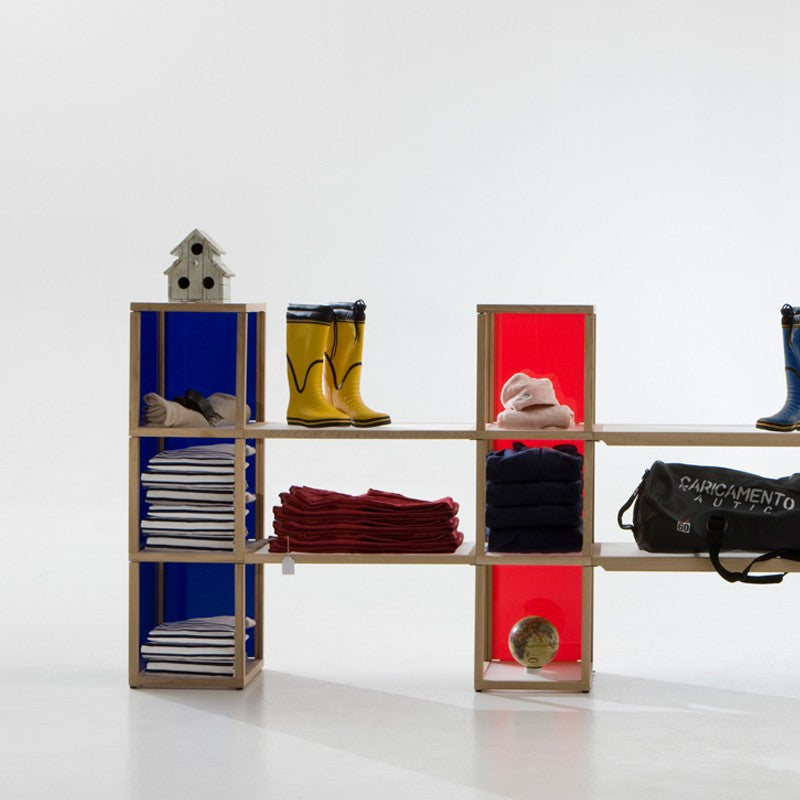 Scaffale per negozio in legno e plexiglass Castelli 2