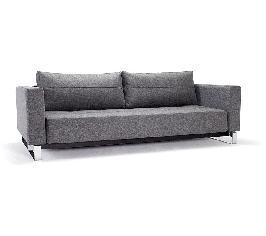 Divano letto matrimoniale con braccioli materasso a molle Cassius