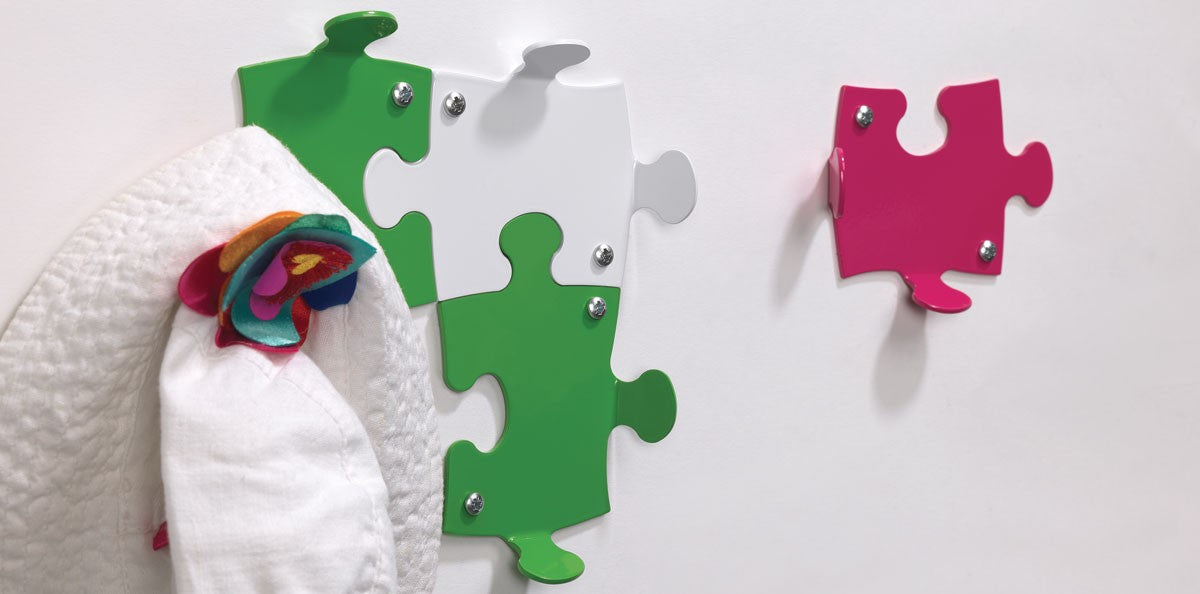 10 appendiabiti da parete moderni per ingresso in acciaio Puzzle