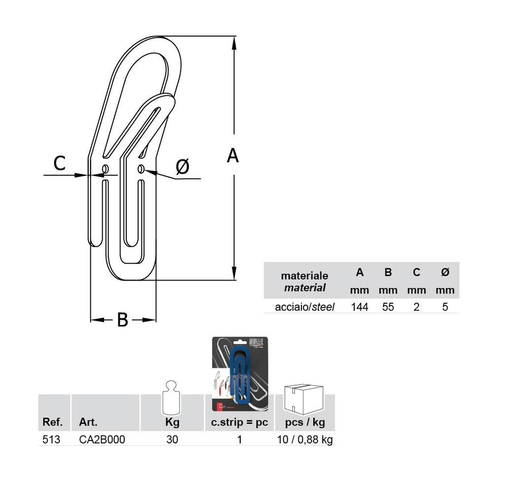10 appendiabiti da parete a forma di graffetta Clip
