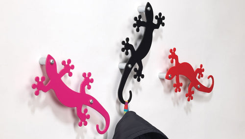 10 appendiabiti a muro in acciaio Geko