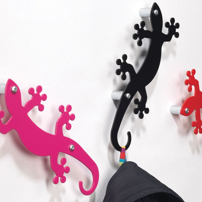 10 appendiabiti a muro in acciaio Geko