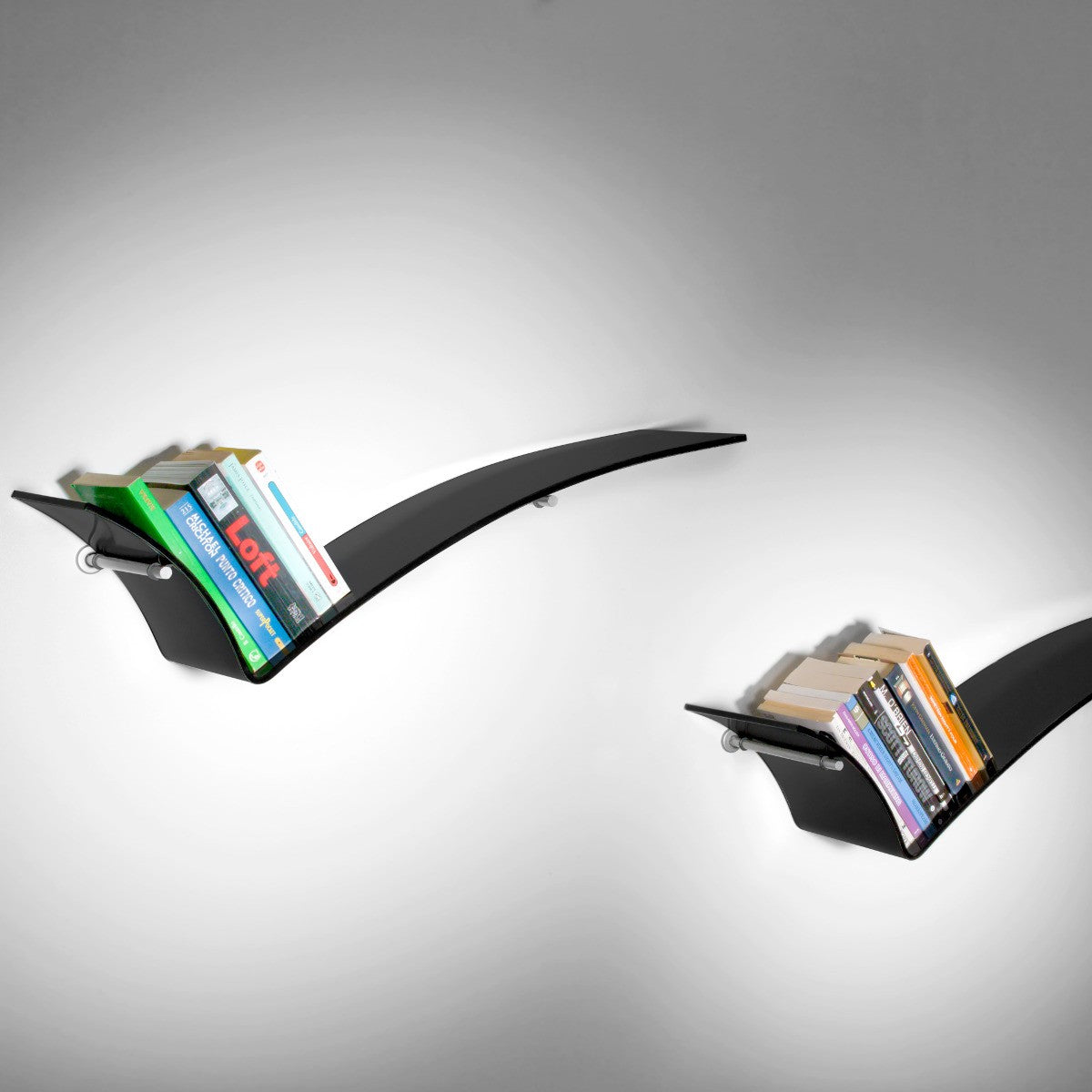 Tre mensole design Tick in vetro nero per cucina