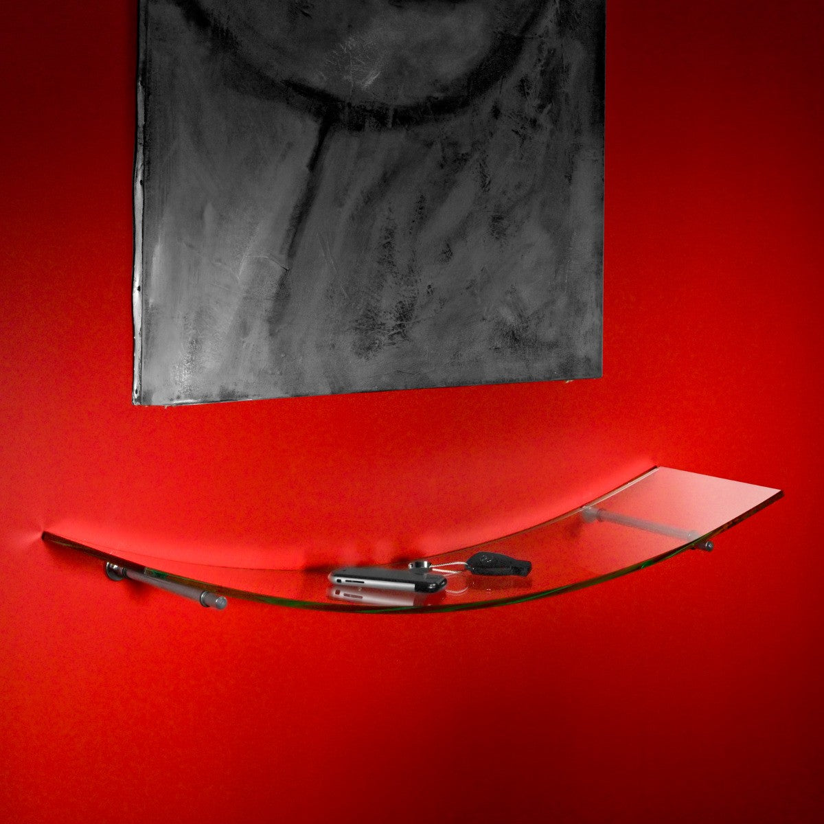 Tre mensole moderne in vetro curvato 80 cm Bow