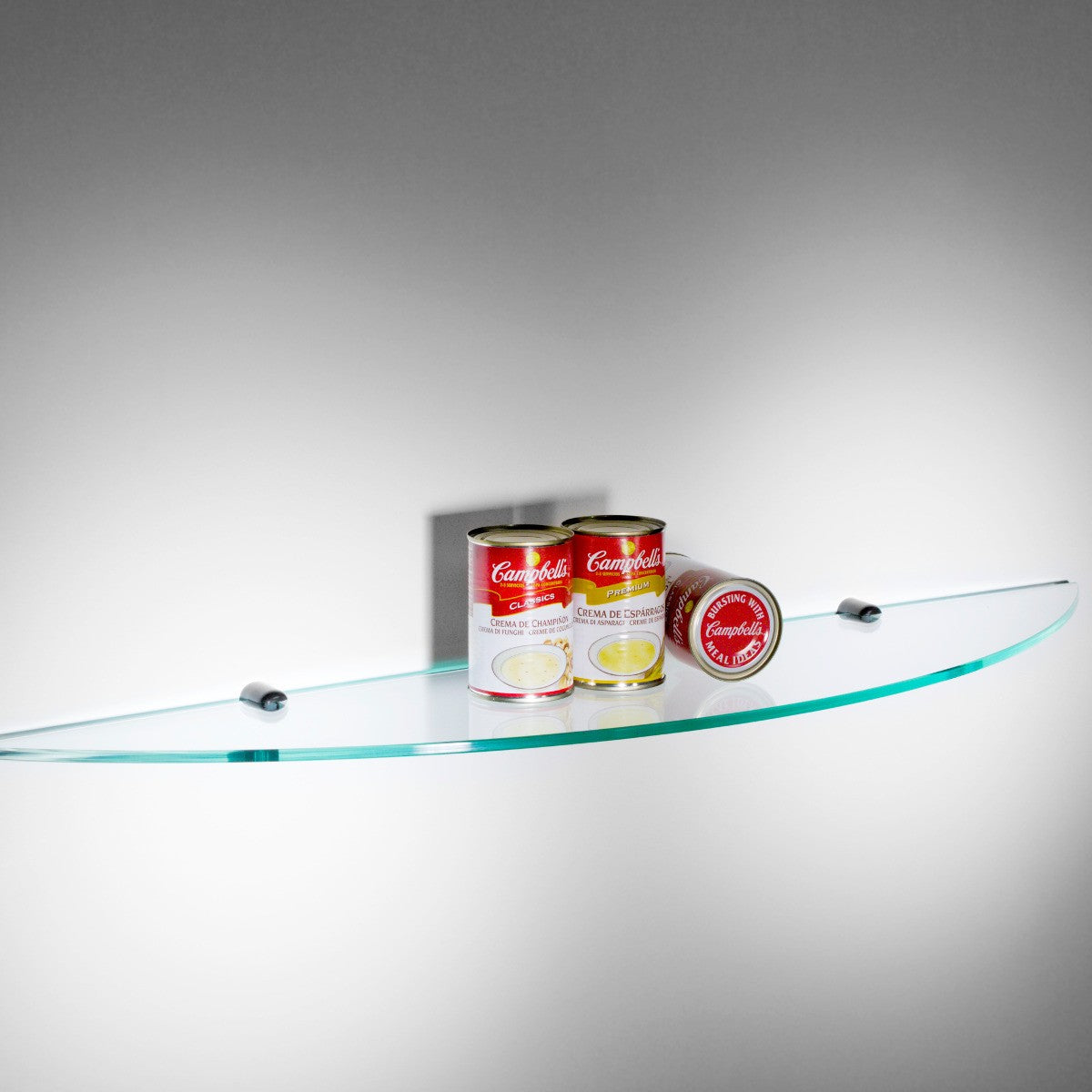 Cinque mensole rotonde per cucina in vetro 90 cm Clove