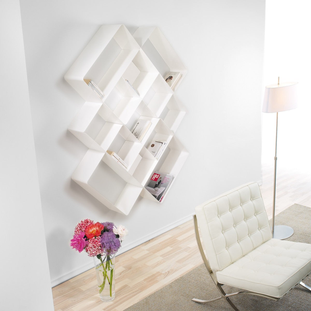 Libreria a parete moderna in acciaio Kreando