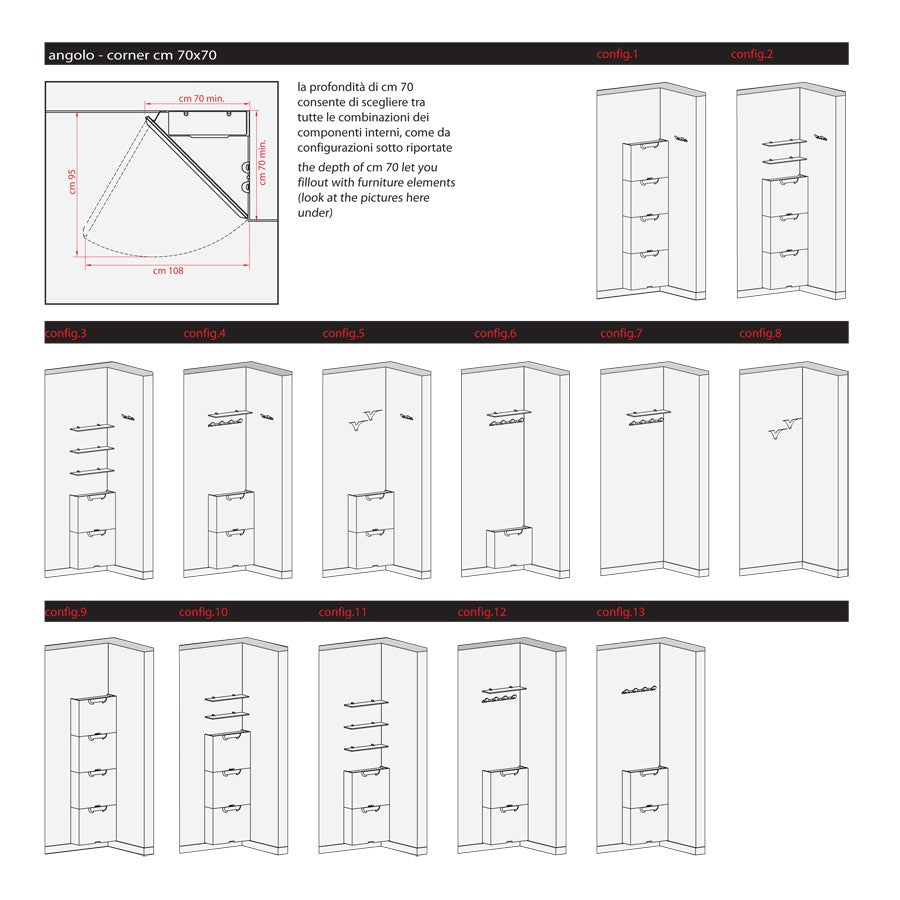 Specchio angolare ad anta in alluminio Angle Vanity