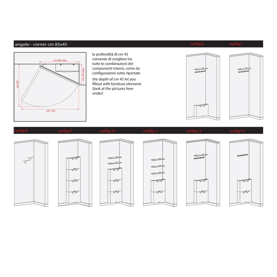 Specchio angolare ad anta in alluminio Angle Vanity