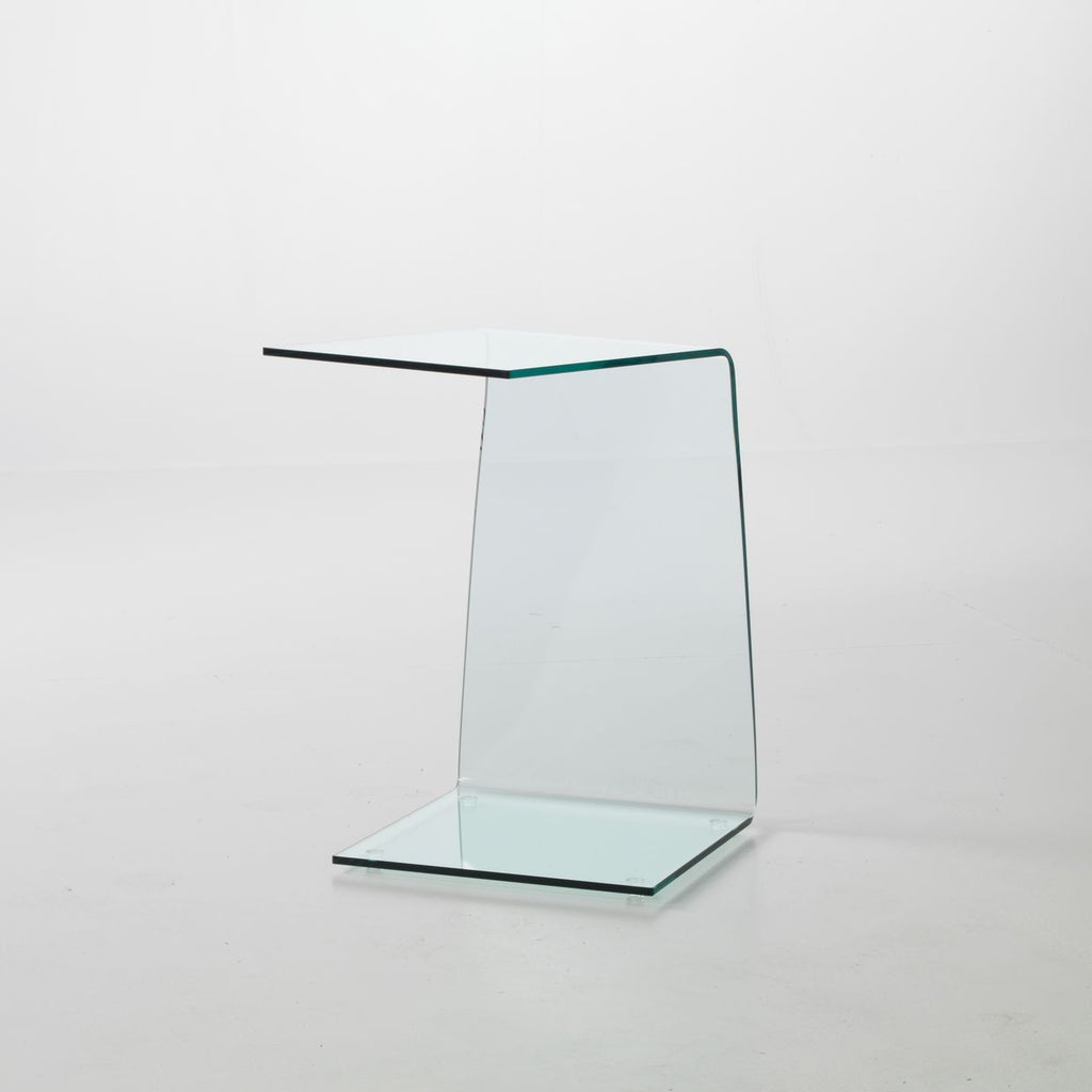 Tavolino lato divano in vetro curvato Sabine