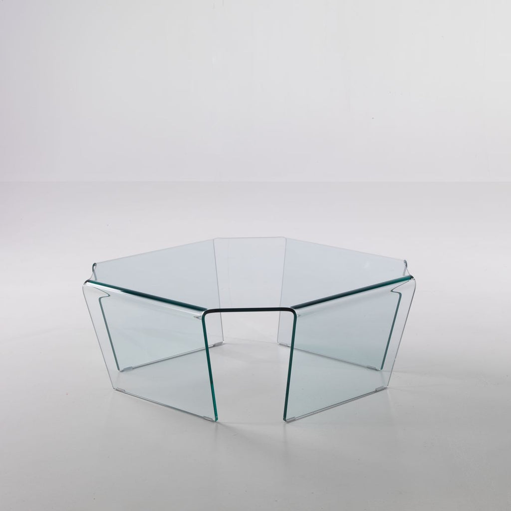 Tavolino quadrato da salotto Telford in vetro curvato