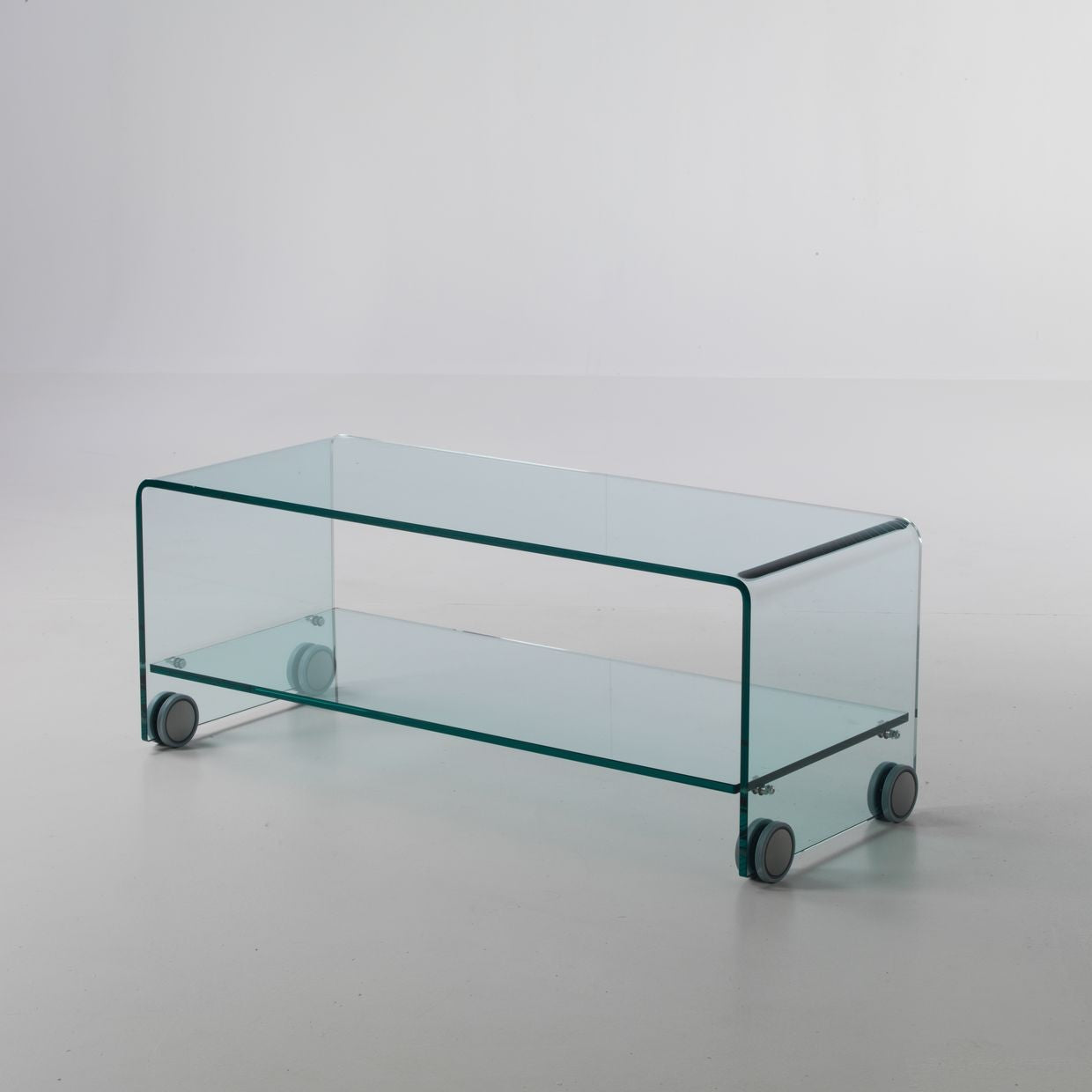 Tavolino porta TV su ruote in vetro Leonid