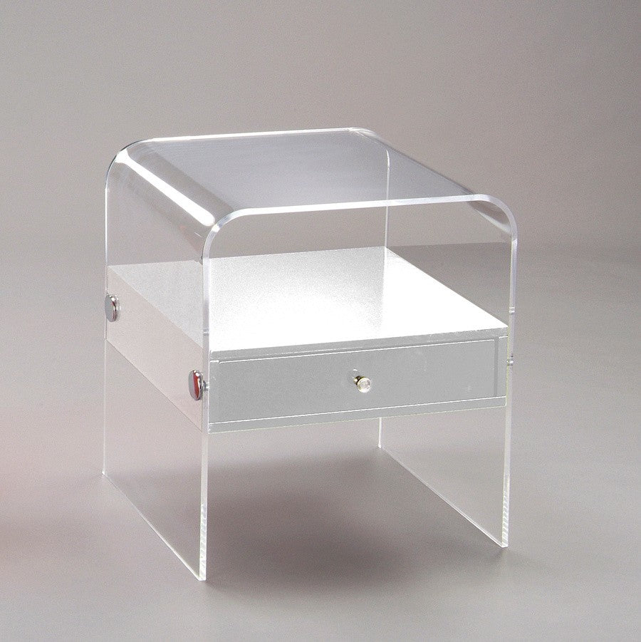 Comodino moderno Almada in plexiglass trasparente