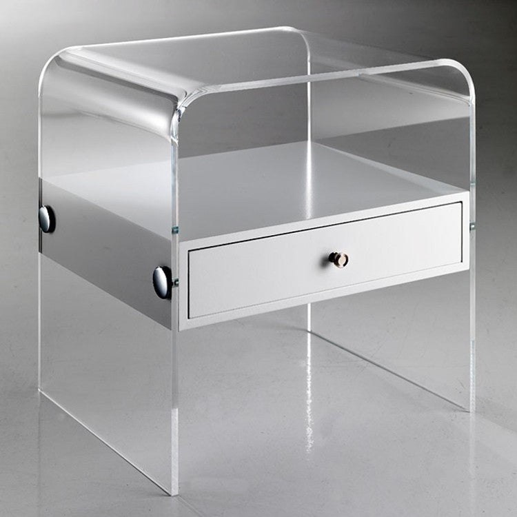 Comodino moderno Almada in plexiglass trasparente